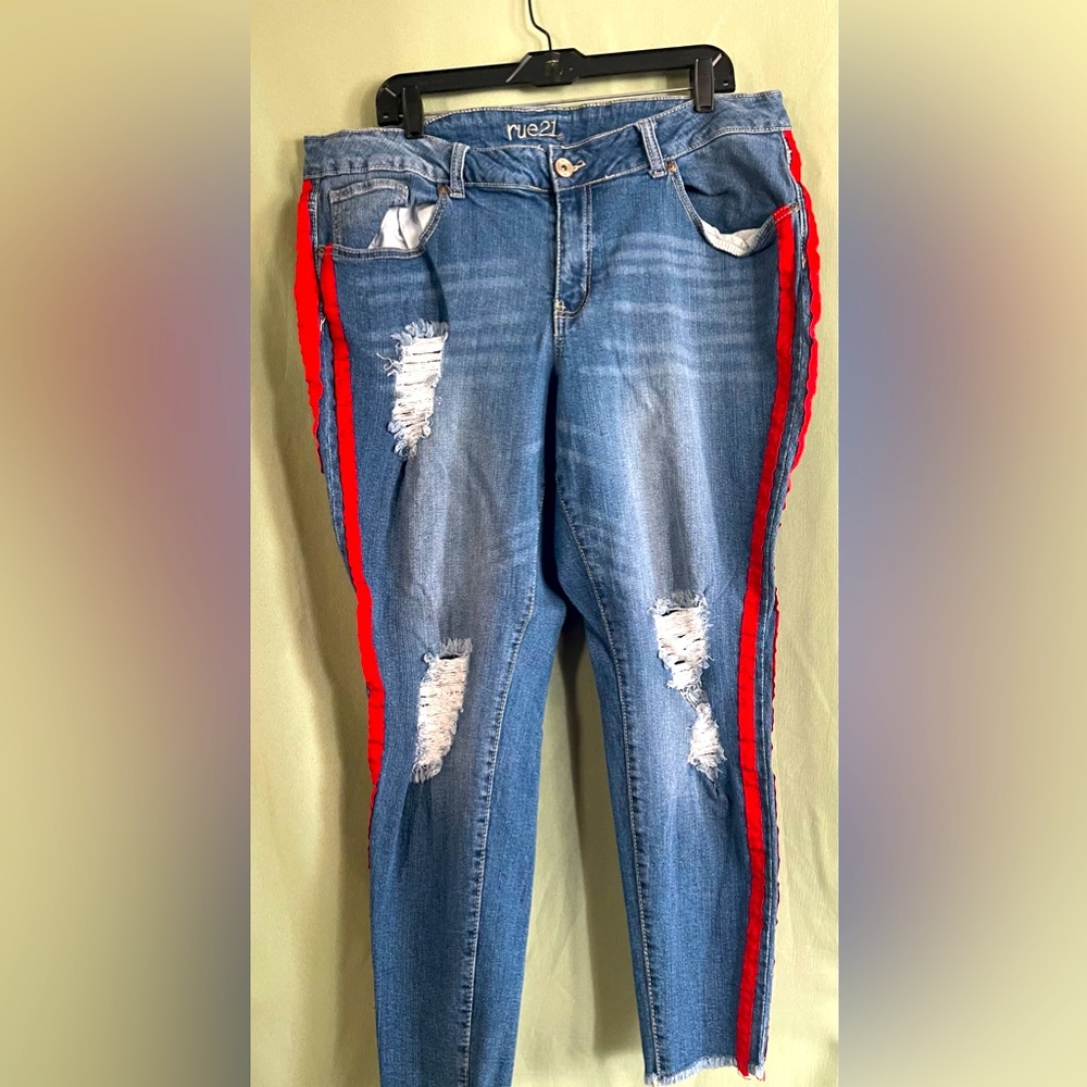 Red striped jeans